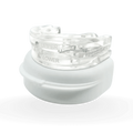 Clear Lullyzee Anti Snore Mouthpiece aligner with 'Upper' and 'Lower' labels on a white background