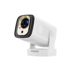 White LuxovBeam Projector with black lens cover on a white background