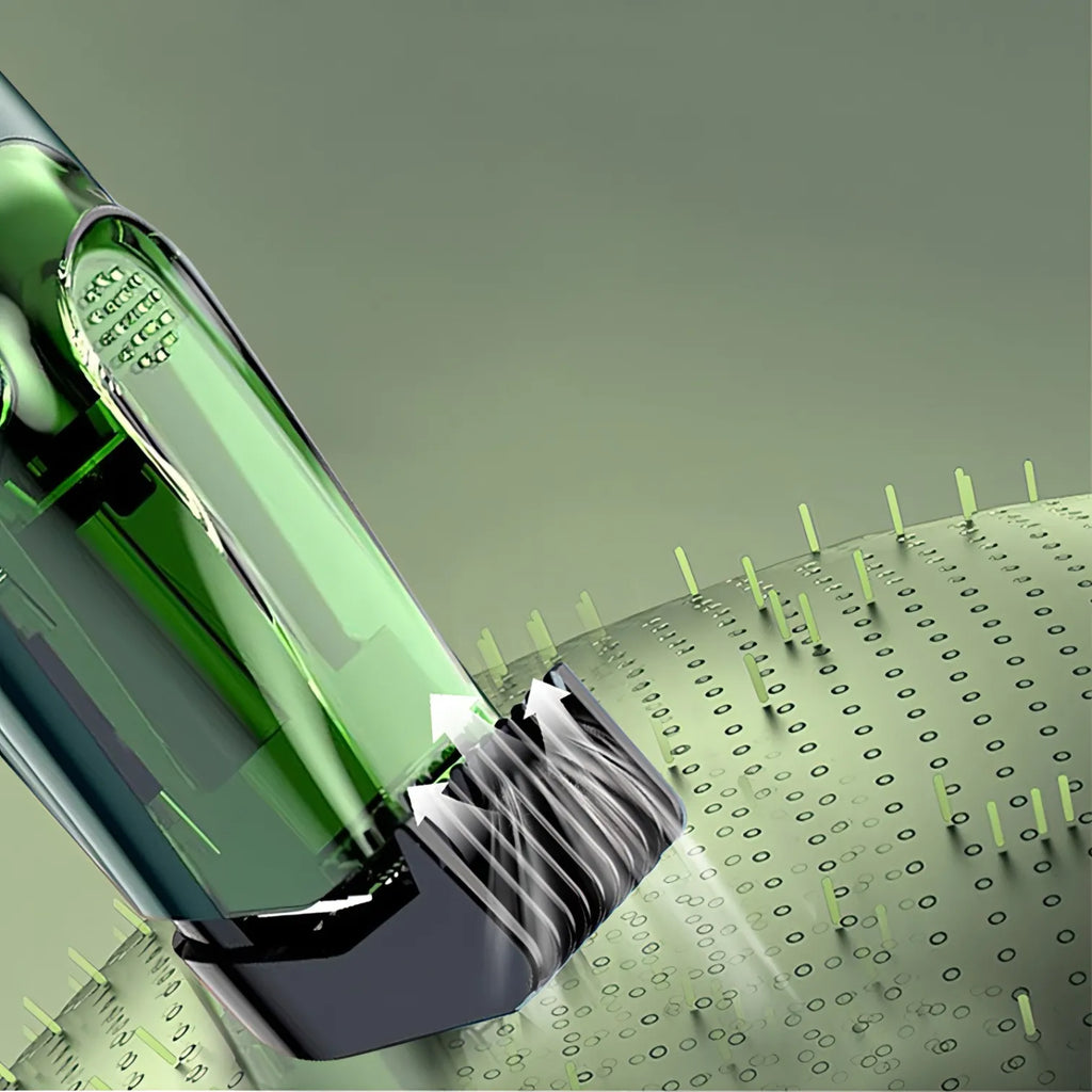 Manzonx Beard Trimmer device with a textured surface on a green background