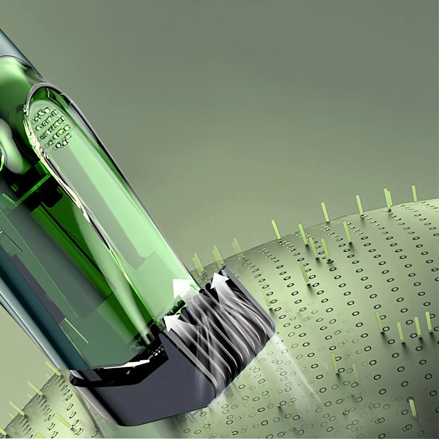 Manzonx Beard Trimmer device with a textured surface on a green background