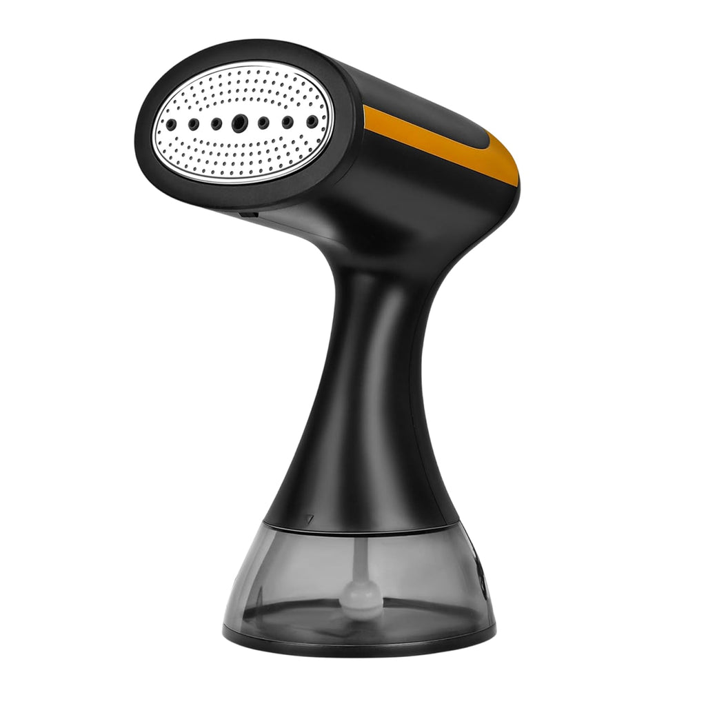 Black MaxGavic Handheld Clothes Steamer with a white background