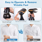 Step-by-step guide on using a MaxGavic Handheld Clothes Steamer with before and after results.