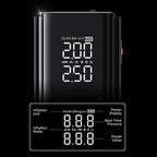 Digital Mektri 2 in 1 Jump Starter & Tyre Inflator monitor with display on a black background