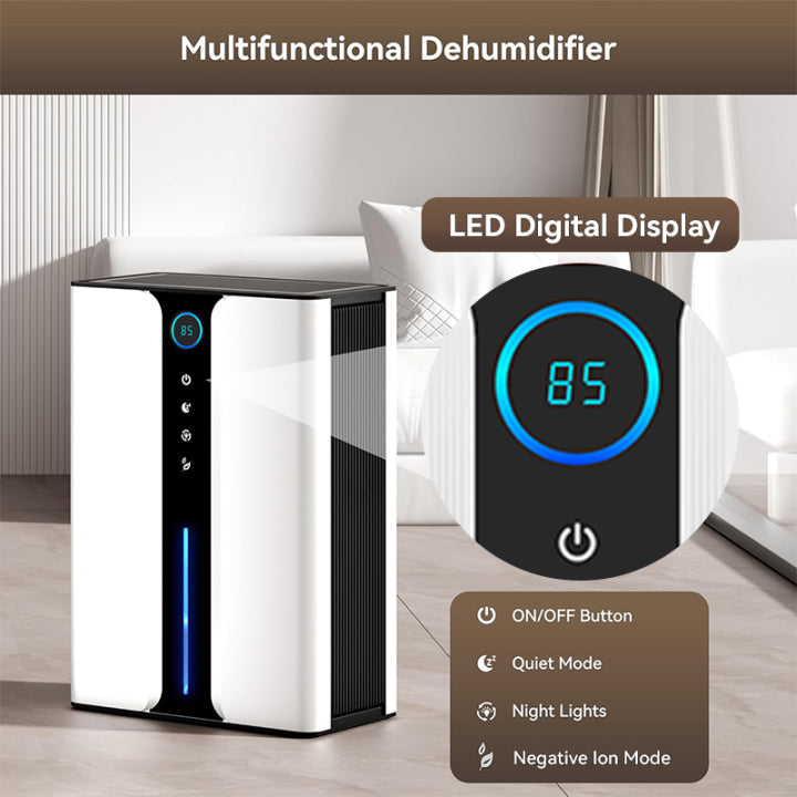Multifunctional air Mektri Dehumidifier with LED digital display in a room setting