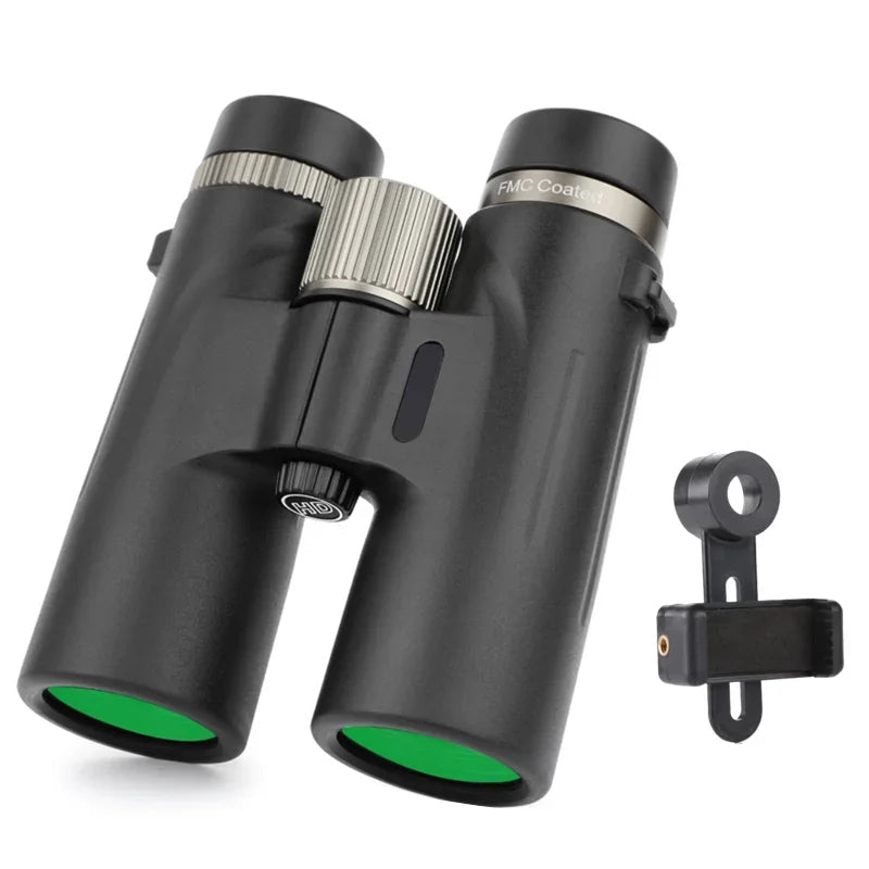 Black Nodea Orizon Binoculars with green lenses on a white background