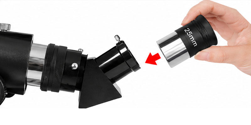 Noventrixa Astronomical Telescope setup step installing the 25mm eyepiece