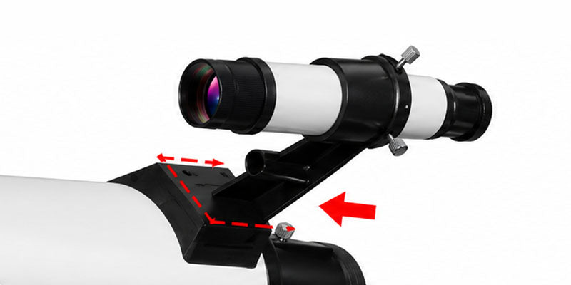 Noventrixa Astronomical Telescope setup step showing finder scope installation