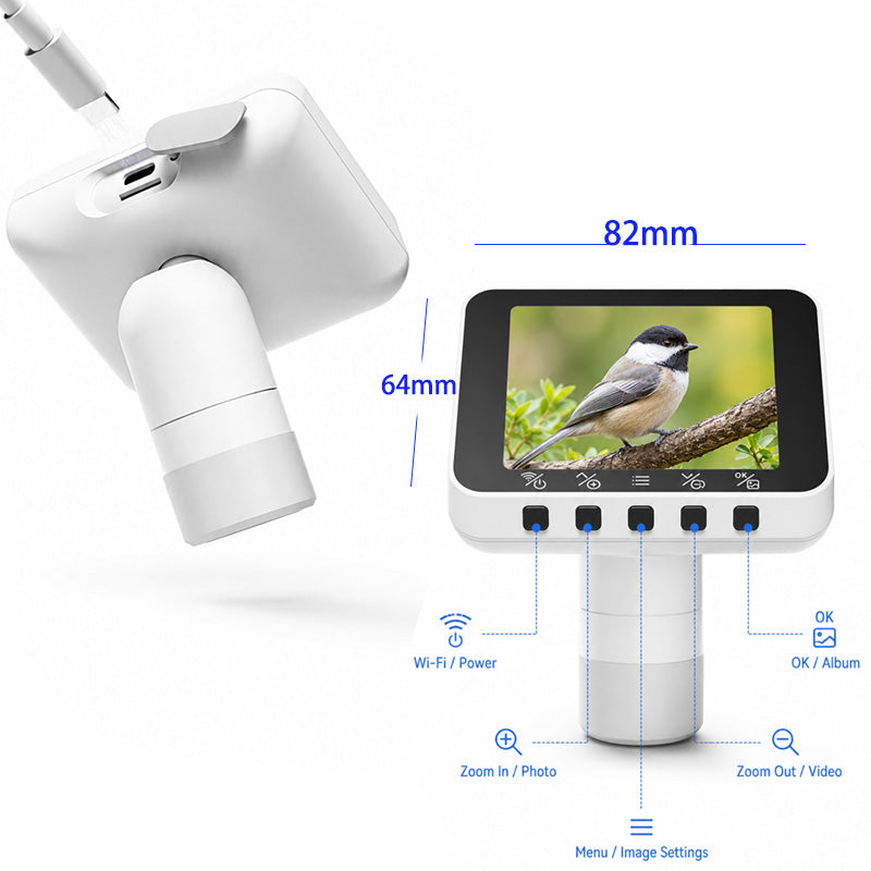Noventrixa Astronomical Telescope Smart Digital Edition display controls for zoom photo video and menu
