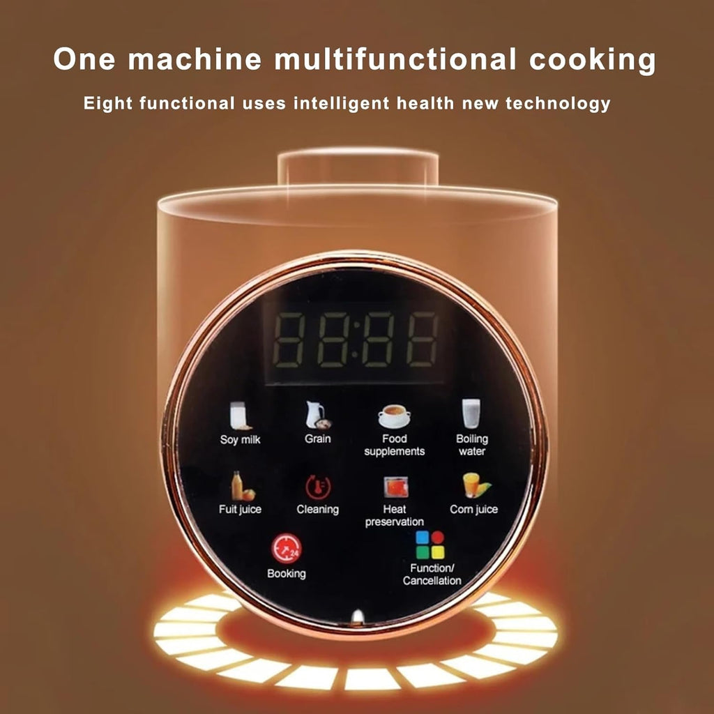 Multifunctional NutyClax Nut Milk Maker with digital display on a brown background