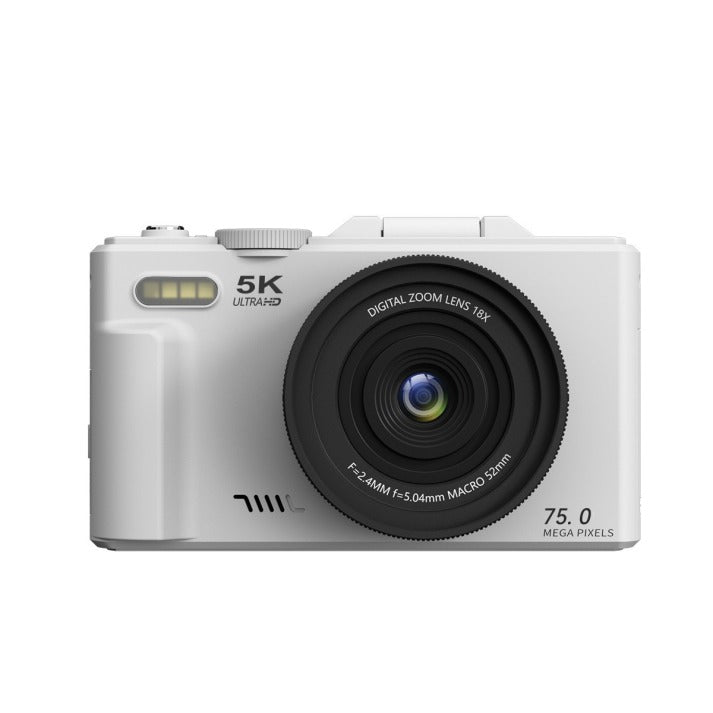 Optinexo Digital Compact Camera 5K Ultra HD and 75.0 mega pixels on a white background