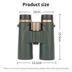 Green Optinexo Ultra Binoculars with measurement details on a white background