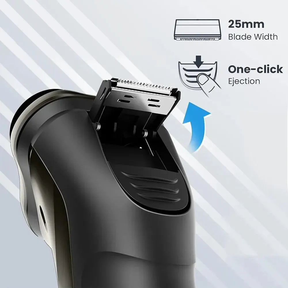Orivana Electric Shaver with blade ejection feature on a light gray background
