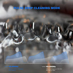 Pulse deep OsicClear Ultrasonic Retainer Cleaner mode graphic with water droplets and frequency waveforms.