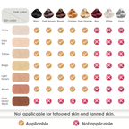 Color chart for hair color applicability with skin color swatches