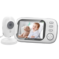 A white PoiseFin Wireless Video Baby Monitor set with a handheld screen showing a baby photo and a separate mounted camera on a plain white background.