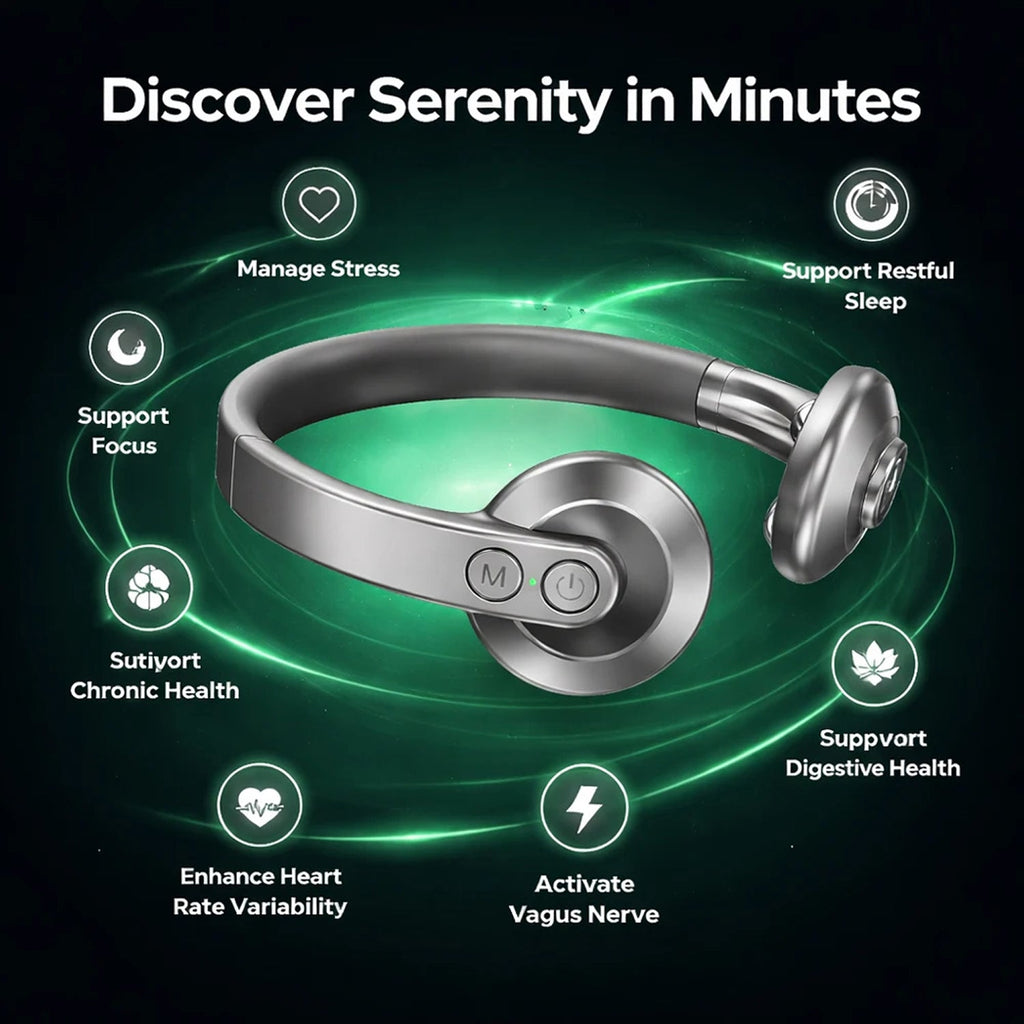 PosNervi Vagus Nerve Stimulator with wellness benefits on a dark background