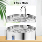 Stainless steel PurrFlowy Cat Fountain with two flow modes on a light background