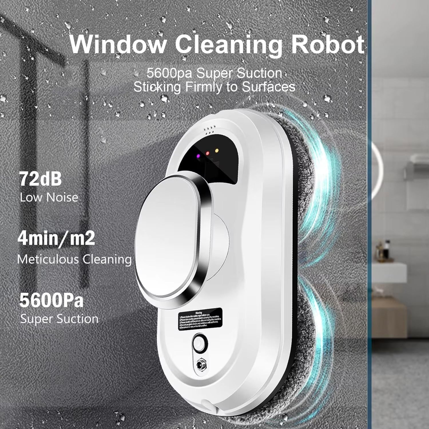 RelleBont Robot Window Cleaner with features highlighted on a gray background