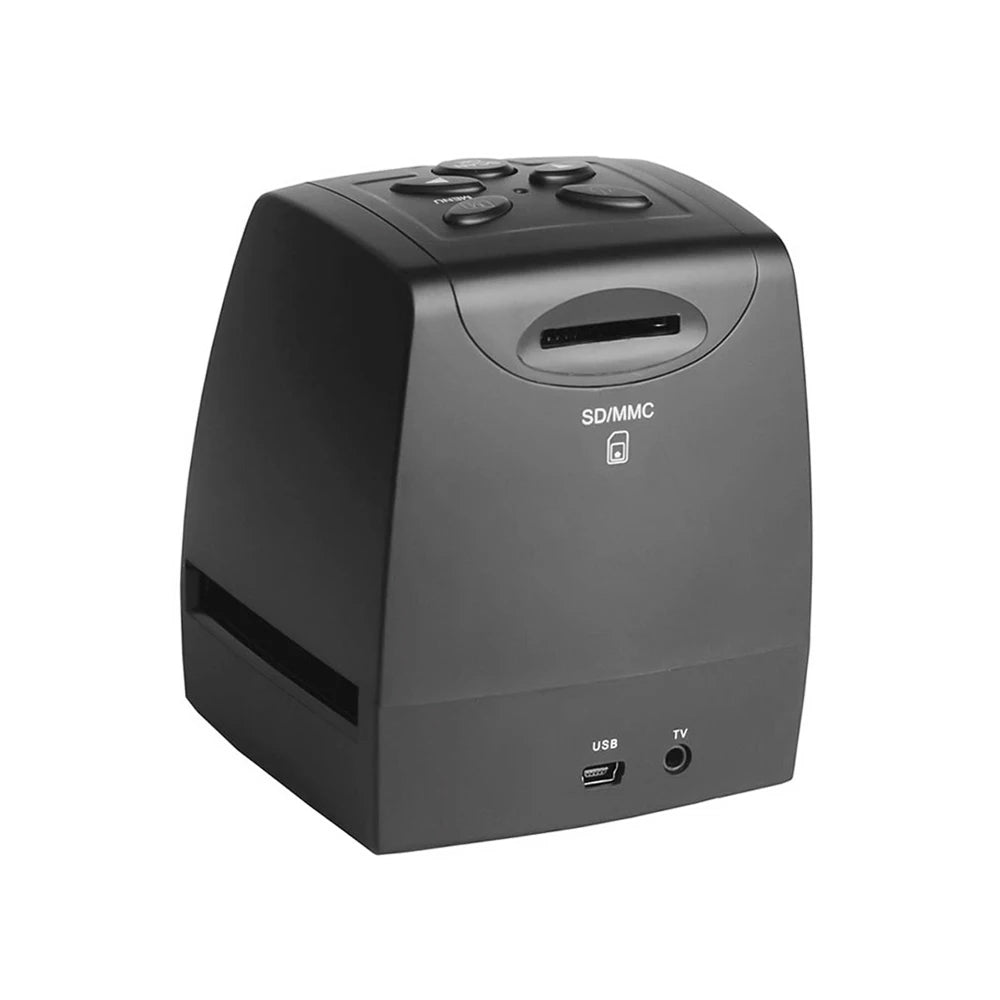 Black ScanArci Film Scanner with multiple ports on a white background
