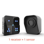 Two electronic devices labeled '1 receiver + 1 sensor' on a white background