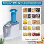 SynBenal Grain Moisture Meter with a display of various grain types on a white background