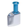 A SynBenal Grain Moisture Meter rice cooker or rice dispenser with a white and gray base, a blue cylindrical hopper, and a small digital display on the front, shown on a plain white background.