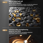 Text and images of oil droplets on a textured surface with product features highlighted.