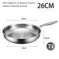 Stainless TikaxPan Titanium Frying Pan with dimensions labeled on a white background