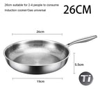 Stainless TikaxPan Titanium Frying Pan with dimensions labeled on a white background