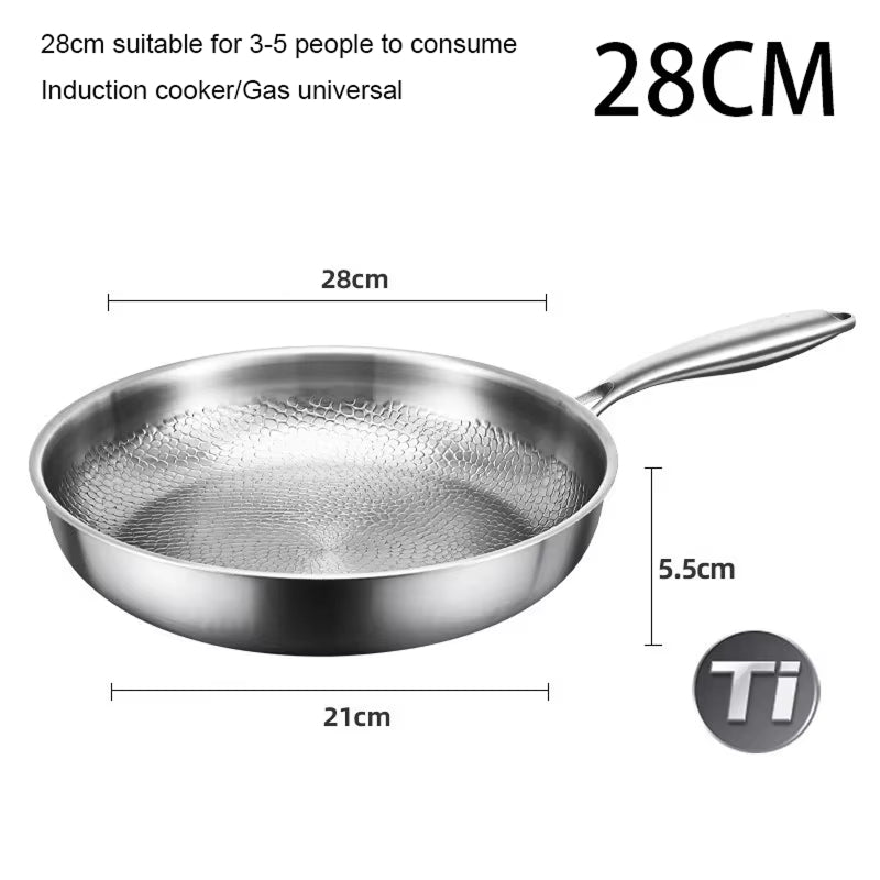 TikaxPan Titanium Frying Pan with dimensions labeled on a white background