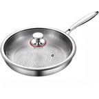 Stainless TikaxPan Titanium Frying Pan with lid on a white background