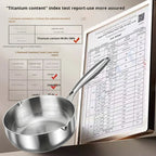 Stainless TitanyPot Pure Titanium Pot with test reports on a metallic background