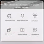 A TitanyPot Pure Titanium Pot feature infographic on a light gray background with a dark gray header. The text reads 'More intimate than the appearance function -product features-' above six icons and labels: titanium steel uncoated, hammer pattern non-stick, shovel-resistant wear-resistant, multi-layer composite steel, multi-stove compatible, and multi-purpose pot.
