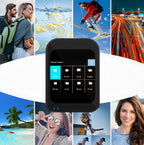 Black VAKODA Pocket 3 Vlog Camera with interface on a collage of various images including people, nature, and activities.