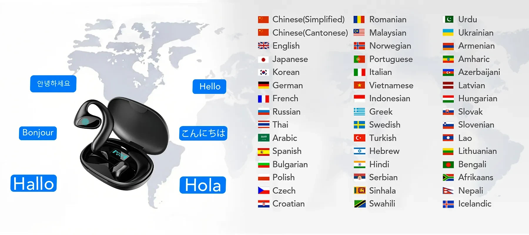 Vakoda AI Translation Earbuds live translation banner