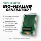 Bio-healing VanotCine Frequency Generator with features listed on a white background