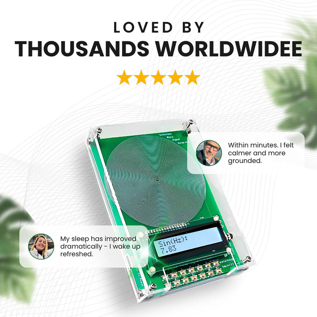 Green VanotCine Frequency Generator with a screen on a white background, featuring text about its popularity and benefits.