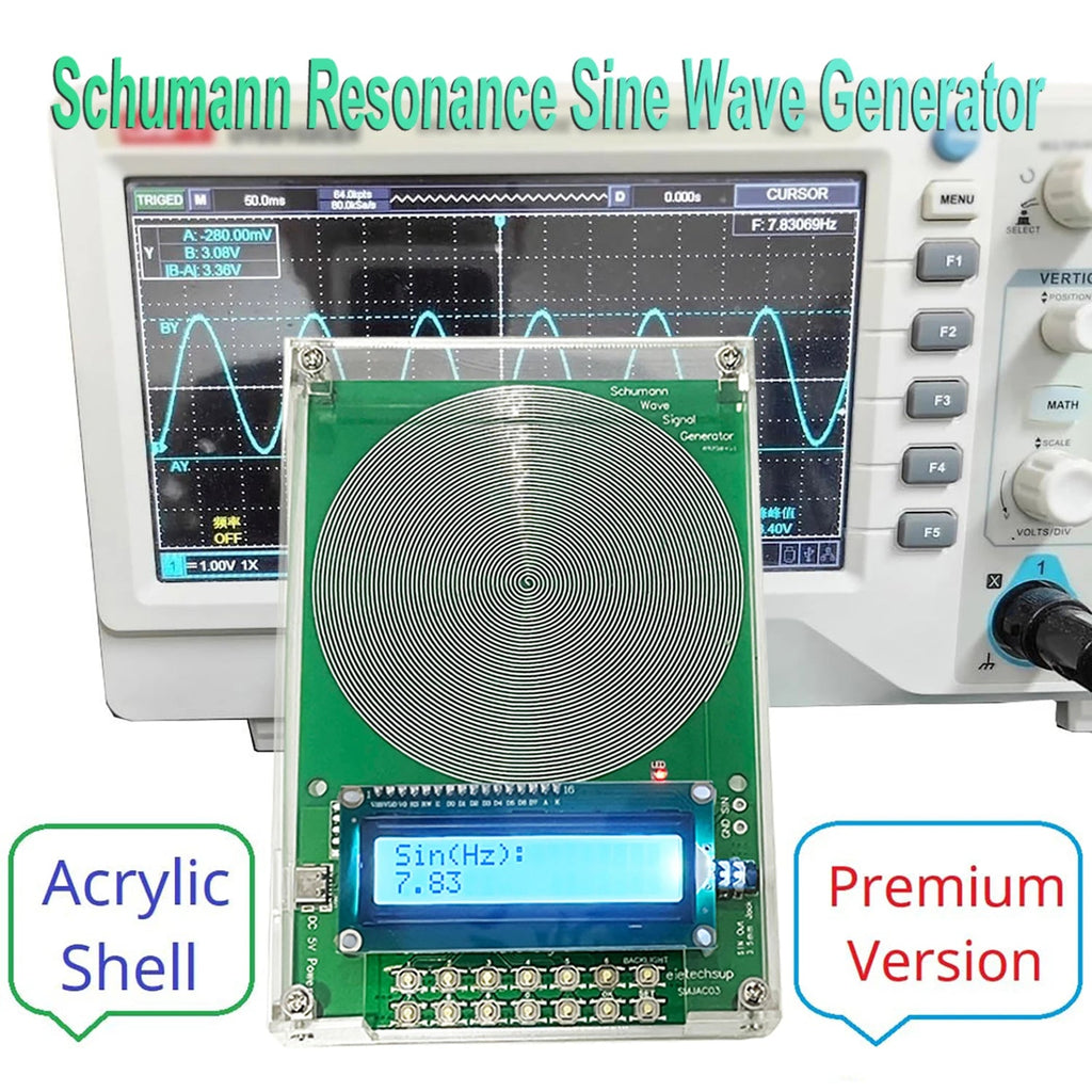Schumann Resonance Sine Wave VanotCine Frequency Generator with electronic components and display.