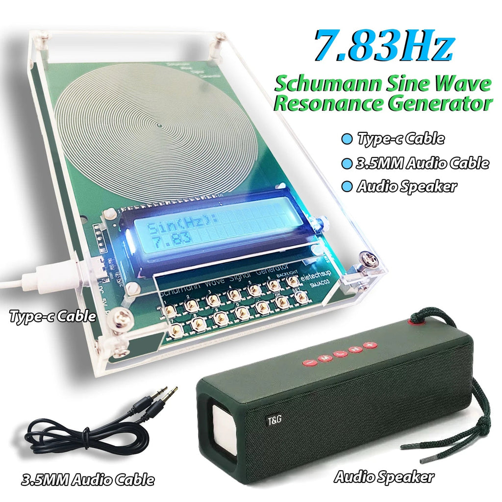 Schumann Sine Wave Resonance VanotCine Frequency Generator with accessories on a white background