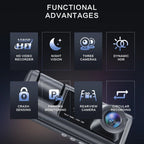 VisiDryve Dashcam with functional advantages highlighted on a dark background