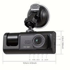VisiDryve Dashcam with suction cup and dimensions on a white background