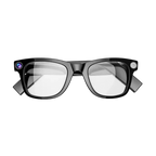 Black Visioxe AI Smart Glasses with reflective lenses on a white background