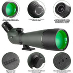 VistaPro Spotting Scope sight with detailed features labeled on a white background