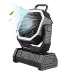 YimiKavi Camping Fan with a black base and handle on a white background