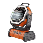Orange and black YimiKavi Camping Fan industrial on a white background