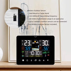 Zephytrak Home Weather Station with multiple display features on a wooden surface.