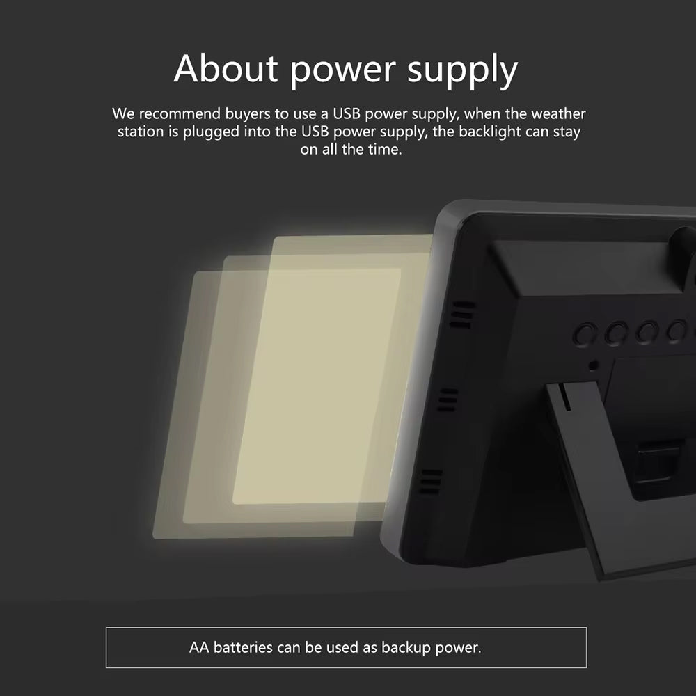 Power supply recommendation for a weather station with text on screen