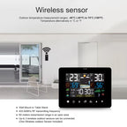 Wireless sensor with Zephytrak Home Weather Station display in a modern indoor setting
