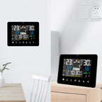 Zephytrak Home Weather Station with temperature and humidity display on a white wall.