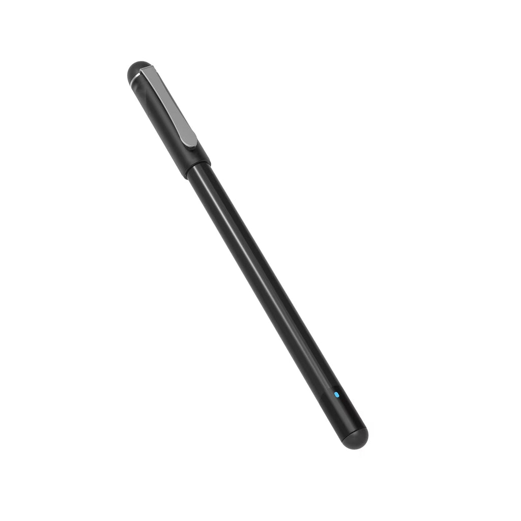 Black stylus pen on a white background